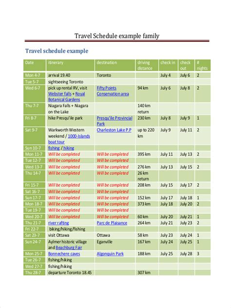 •DAILY TRIP SCHEDULE• .